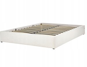 Beliani Łóżko z pojemnikiem bez zagłówka Boucle DINAN 160 x 200 cm Złamana biel 5