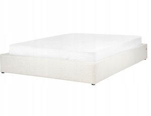 Beliani Łóżko z pojemnikiem bez zagłówka Boucle DINAN 160 x 200 cm Złamana biel 6