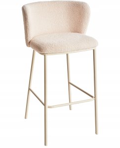 Beliani Zestaw 2 krzeseł barowych MINA II Boucle Jasnobeżowy 4