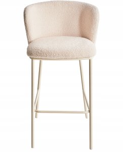 Beliani Zestaw 2 krzeseł barowych MINA II Boucle Jasnobeżowy 5