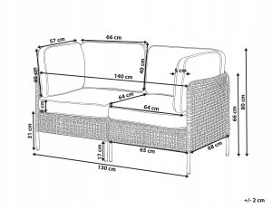 Beliani Sofa ogrodowa dla 2 osób OMEGANA Technorattan Jasnobeżowy 3