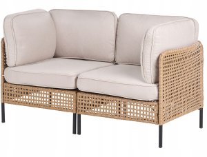 Beliani Sofa ogrodowa dla 2 osób OMEGANA Technorattan Jasnobeżowy 4