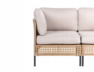 Beliani Sofa ogrodowa dla 2 osób OMEGANA Technorattan Jasnobeżowy 6