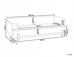 Beliani Sofa dla 3 osób ALNOR Jasnoszary 3