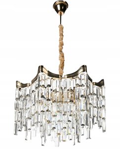 Lampa sufitowa Beliani Żyrandol JEMNI Kryształ Złoty 5