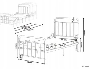 Beliani Rozsuwane łóżko dziecięce Metal ANAIS 90 x 200 cm Czarny 3