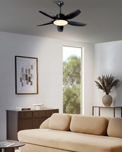 Wentylator Beliani Wentylator sufitowy z lampą LOUVET Z pilotem LED Czarny 2