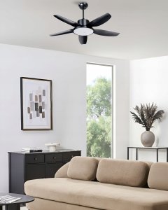 Wentylator Beliani Wentylator sufitowy z lampą LOUVET Z pilotem LED Czarny 4