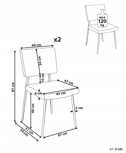 Beliani Zestaw 2 krzeseł do jadalni STURGIS Sztruks Oliwkowy 3