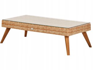 Beliani Zestaw ogrodowy ze stolikiem dla 5 osób VITTORIA XL Technorattan Złamana biel 9