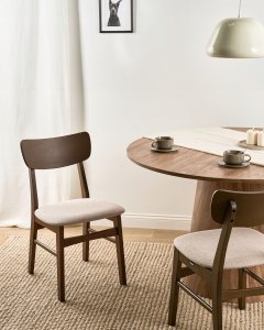Beliani Zestaw 2 krzeseł do jadalni ANOKA Drewno Ciemny brąz/ beżowy 2