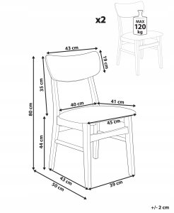 Beliani Zestaw 2 krzeseł do jadalni ANOKA Drewno Ciemny brąz/ beżowy 3