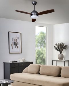 Wentylator Beliani Wentylator sufitowy z lampą MANSALA Z pilotem LED Ciemnobrązowy 2