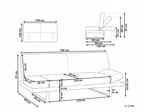 Beliani Sofa rozkładana dla 2 osób YORK Boucle Piaskowy 3