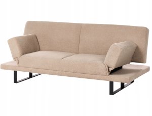 Beliani Sofa rozkładana dla 2 osób YORK Boucle Piaskowy 6