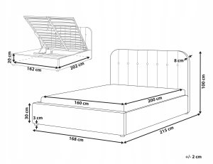Beliani Łóżko z pojemnikiem CHALLANS 160 x 200 cm Złamana biel 3
