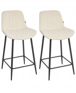 Beliani Zestaw 2 krzeseł barowych DUBROVNIK Boucle Jasnobeżowy 4