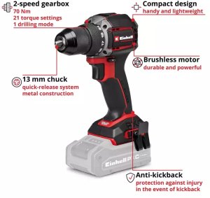 Wiertarko-wkrętarka Einhell TP-CD 18/70-C Li BL - Solo WIERTARKO-WKRĘTARKA 2
