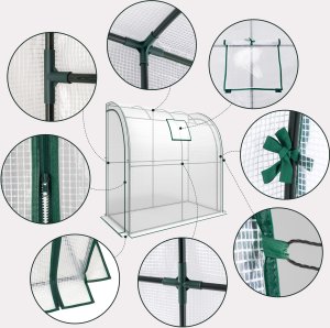 Focus Garden TUNEL FOLIOWY OGRODOWY SZKLARNIA 2x1x2 UV-4 FOLIAK PRZYŚCIENNY Z PÓŁKAMI FOLIA 3