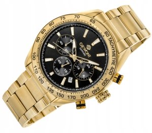 Zegarek Giewont Zegarek Męski Giewont Chronograph Sapphire Złoto Czarny GW9580-B4 3