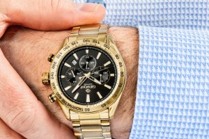 Zegarek Giewont Zegarek Męski Giewont Chronograph Sapphire Złoto Czarny GW9580-B4 5