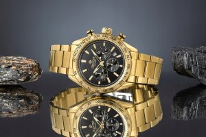 Zegarek Giewont Zegarek Męski Giewont Chronograph Sapphire Złoto Czarny GW9580-B4 6