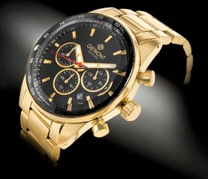 Zegarek Giewont Zegarek Męski Giewont Chronograph Sapphire Złoto Czarny GW9140-B4 2