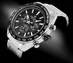 Zegarek Giewont Zegarek Męski Giewont Chronograph Sapphire Srebrno Czarny GW9580-B1 2