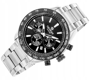 Zegarek Giewont Zegarek Męski Giewont Chronograph Sapphire Srebrno Czarny GW9580-B1 3
