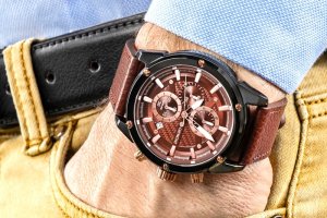 Zegarek Giewont Zegarek Męski Giewont Chronograph Sapphire Czarno Brązowy GW8810-A3 4