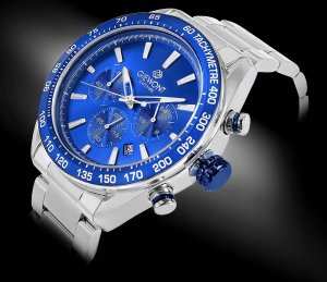 Zegarek Giewont Zegarek Męski Giewont Chronograph Sapphire Srebrno Niebieski GW9580-B3 2