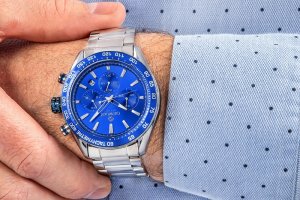 Zegarek Giewont Zegarek Męski Giewont Chronograph Sapphire Srebrno Niebieski GW9580-B3 5