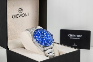 Zegarek Giewont Zegarek Męski Giewont Chronograph Sapphire Srebrno Niebieski GW9580-B3 8