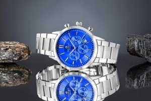 Zegarek Giewont Zegarek Męski Giewont Chronograph Sapphire Srebrno Niebieski GW8510-B3 6