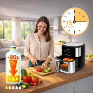 Frytkownica beztłuszczowa BERGMANN Frytkownica Beztłuszczowa BERGMANN AIR FRYER 6,5L 1500W 8 PROGRAMÓW 15