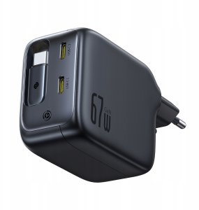 Ładowarka Baseus Ładowarka ścienna EnerCore CJ11 67W 2xUSB-C z chowanym kablem USB-C 0,8 m czarny E0121E00 (6932172696498) 4