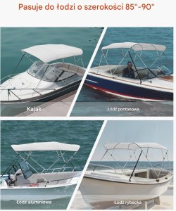 Aptel Daszek bimini 4 łuki szary poliester wodoodporny aluminiowa rama ochrona UV 3