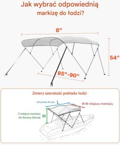 Aptel Daszek bimini 4 łuki szary poliester wodoodporny aluminiowa rama ochrona UV 7