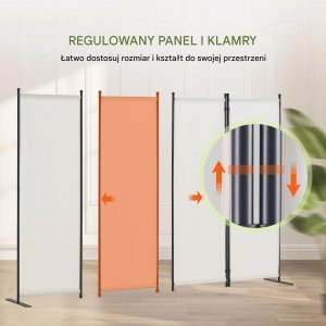 P&C Parawan pokojowy 4-panelowy składany tkanina wolnostojący biały 6