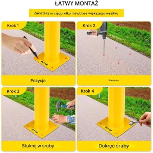 Pn. Słupek ochronny stalowy 120cm fi114 z kotwami parking 5