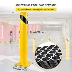 Pn. Słupek ochronny stalowy 120cm fi114 z kotwami parking 6