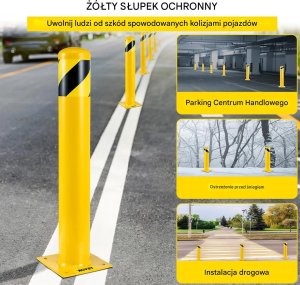 Pn. Słupek ochronny stalowy 120cm fi114 z kotwami parking 7