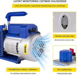 Vevor Pompa próżniowa klimatyzacji 4CFM 233L/min 1/3HP HVAC 5
