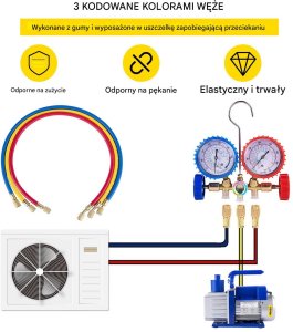 Marina Pompa próżniowa HVAC 4,8CFM 283L/min zestaw manometrów AC 3