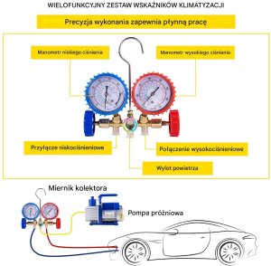 Marina Pompa próżniowa HVAC 4,8CFM 283L/min zestaw manometrów AC 4