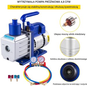 Marina Pompa próżniowa HVAC 4,8CFM 283L/min zestaw manometrów AC 6