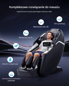 PROFIBED Fotel masujący 4D+3D SL podgrzewanie stretch AI premium czarny 7