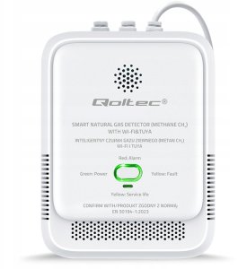 Qoltec Czujnik wycieku gazu ziemnego | detektor CH4 | NG | Tuya | Wi-Fi | alarm 85dB | LED 4