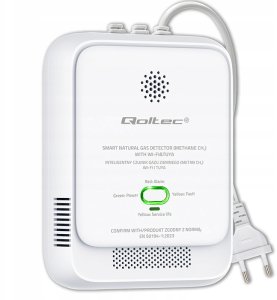 Qoltec Czujnik wycieku gazu ziemnego | detektor CH4 | NG | Tuya | Wi-Fi | alarm 85dB | LED 7