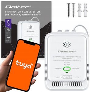 Qoltec Czujnik wycieku gazu ziemnego | detektor CH4 | NG | Tuya | Wi-Fi | alarm 85dB | LED 8